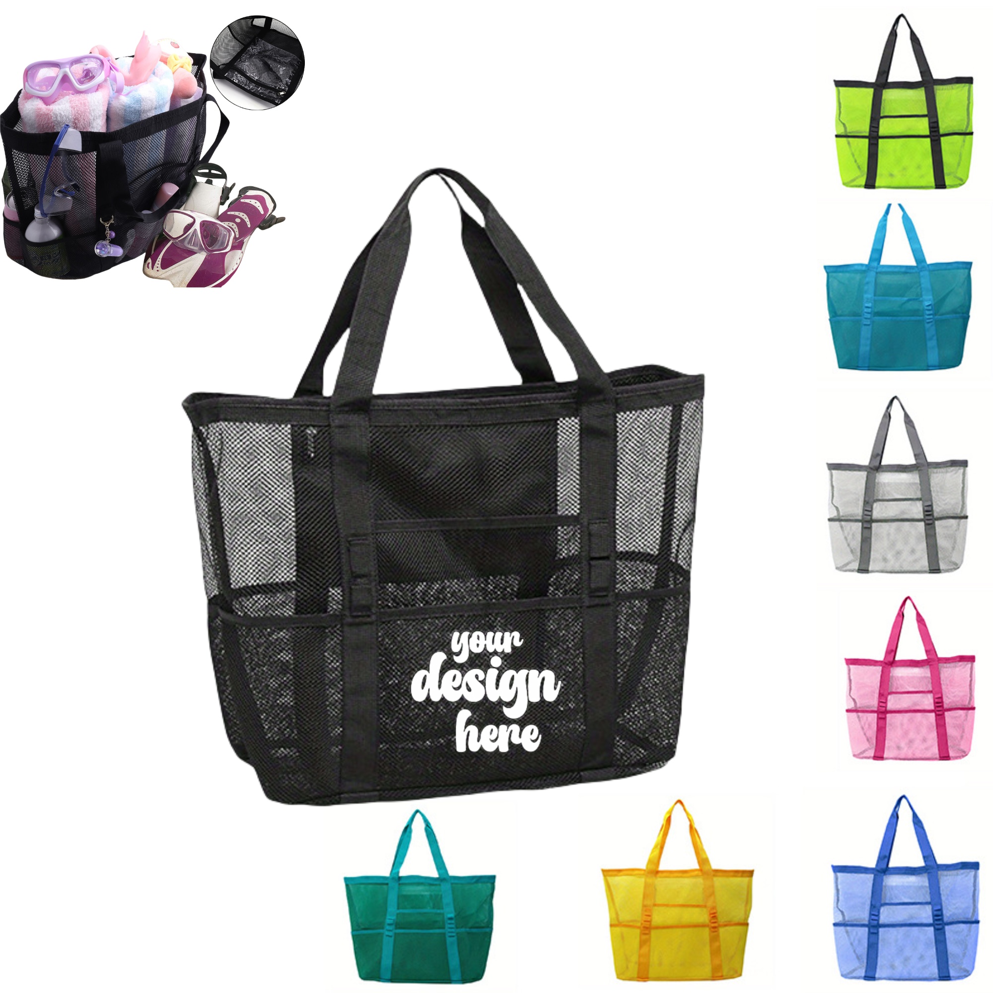 Large Beach Tote Bag, custom tote bag with logo imprint 1