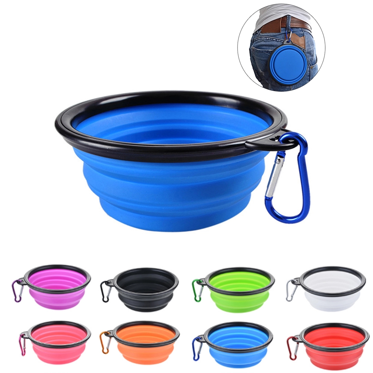 Silicone Foldable Bowl With Carabiner Hook 4
