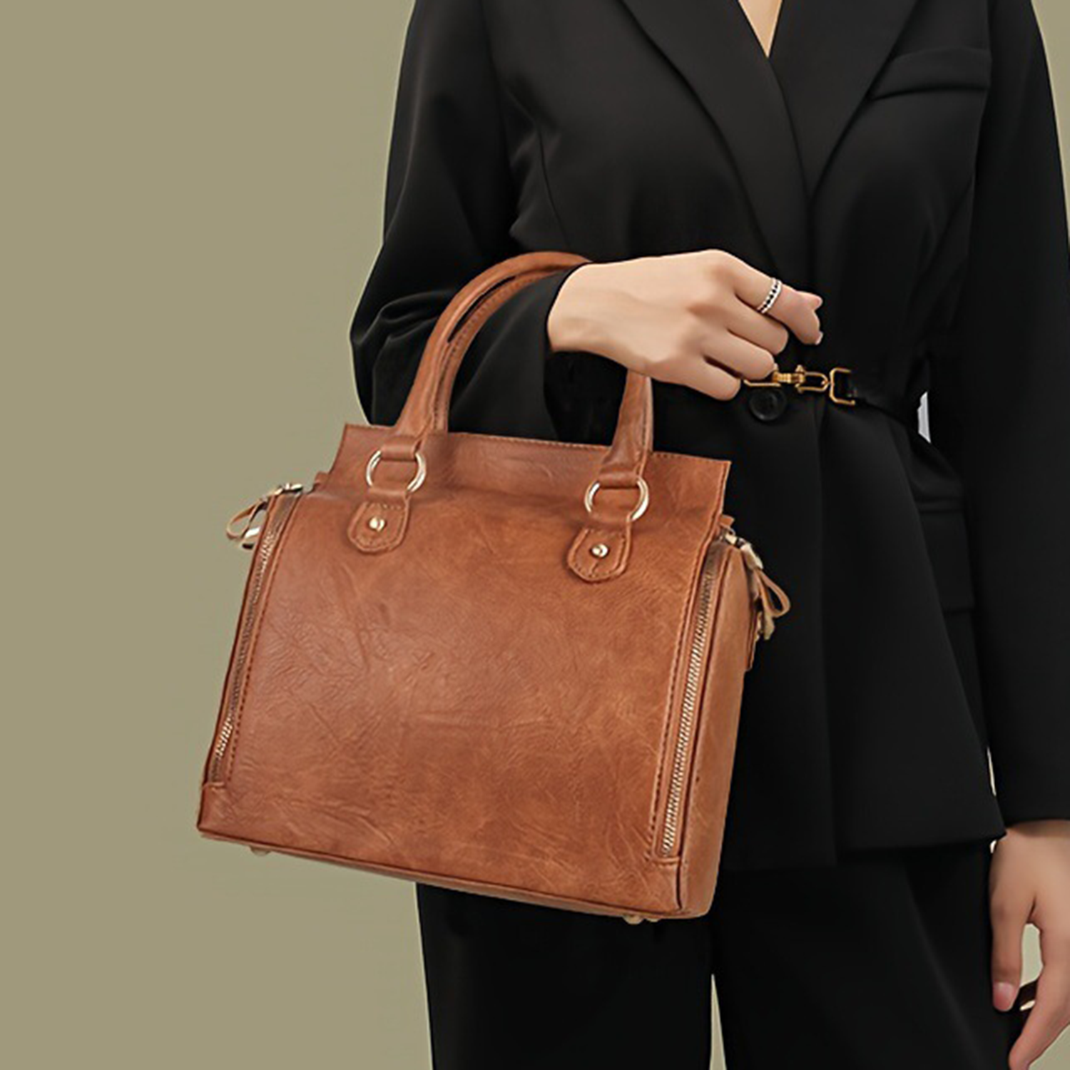 PU Leather Detachable Shoulder Strap Tote Bag, custom tote bag with logo imprint 2
