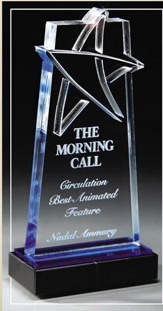 4" x 7" Deep Lasered Star Blue Mirror Acrylic Award 2
