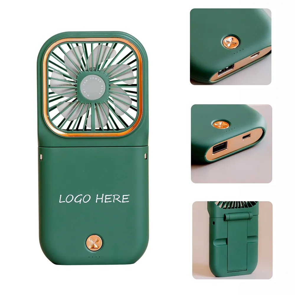 Phone Stander Handheld Foldable USB Neck Fan/Power Bank 5