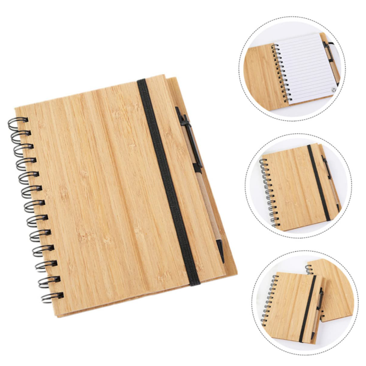 A5 Eco-Friendly Bamboo Notebook with Spiral Binding & Pen 7