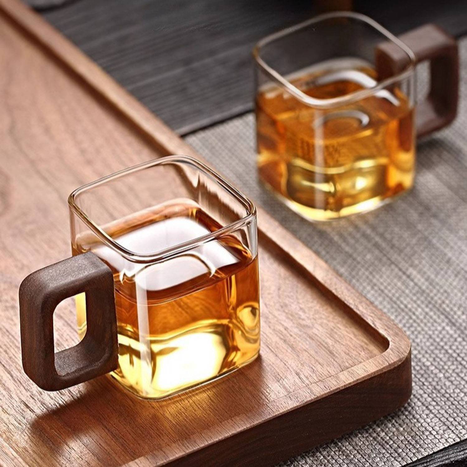 5 oz Borosilicate Glass Mug with Walnut Handle 6
