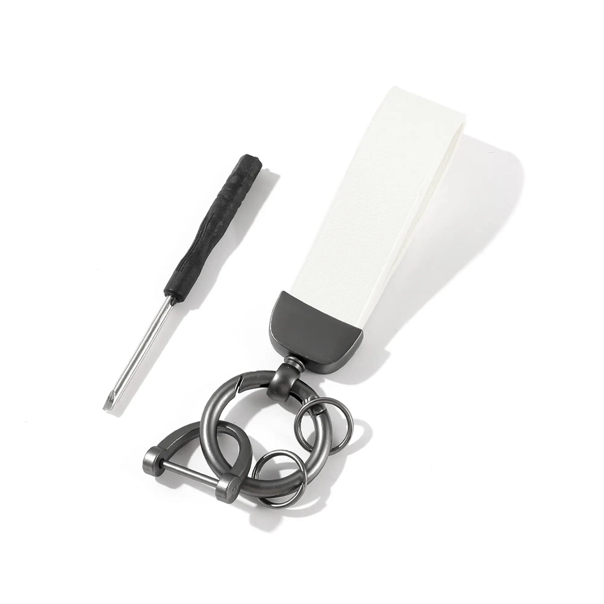 MOQ50 PU Leather Zinc Alloy Keychain With Screwdriver 5