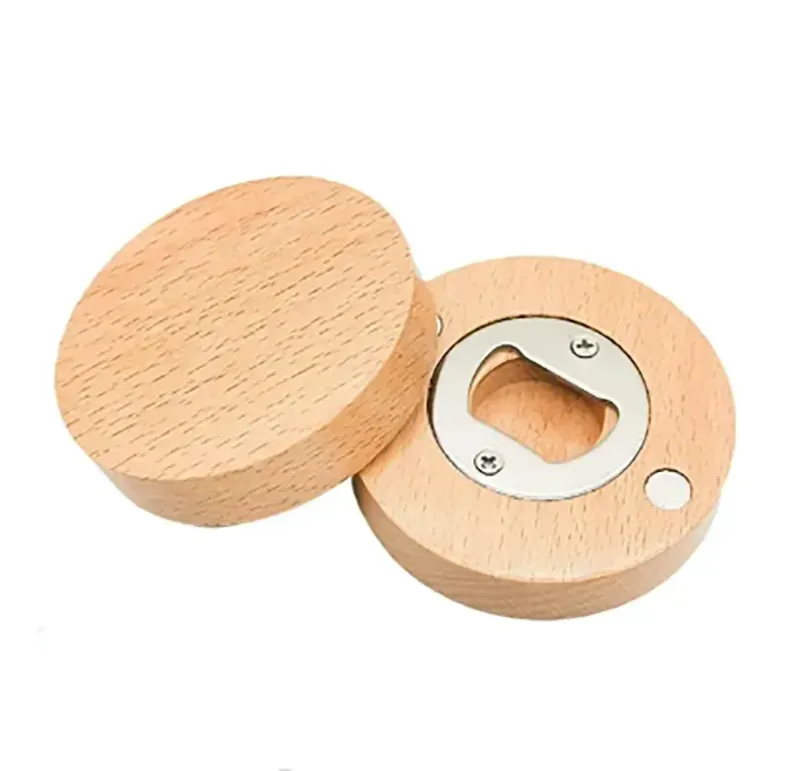 Round Wooden Magnet Bottle Opener 5