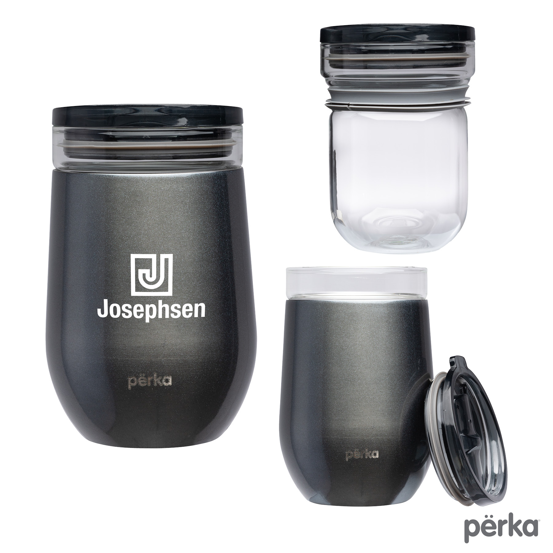 Perka® Taylor 12 oz. Double Wall, Stainless Steel Wine Mug 11