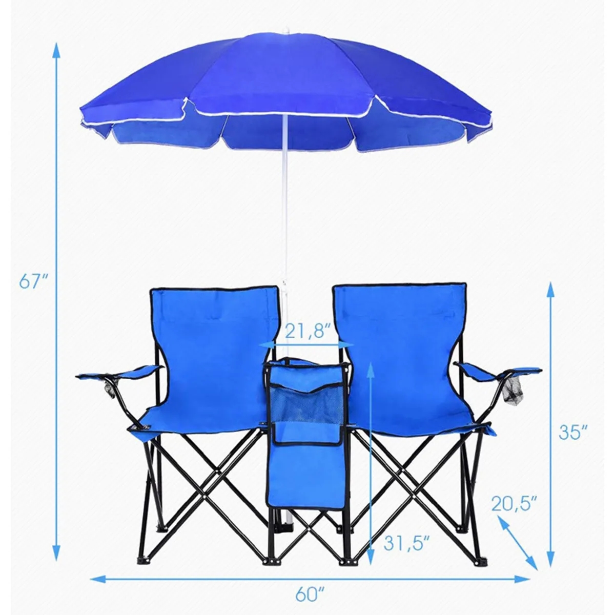 Folding Outdoor Double Chair with Removable Umbrella 3