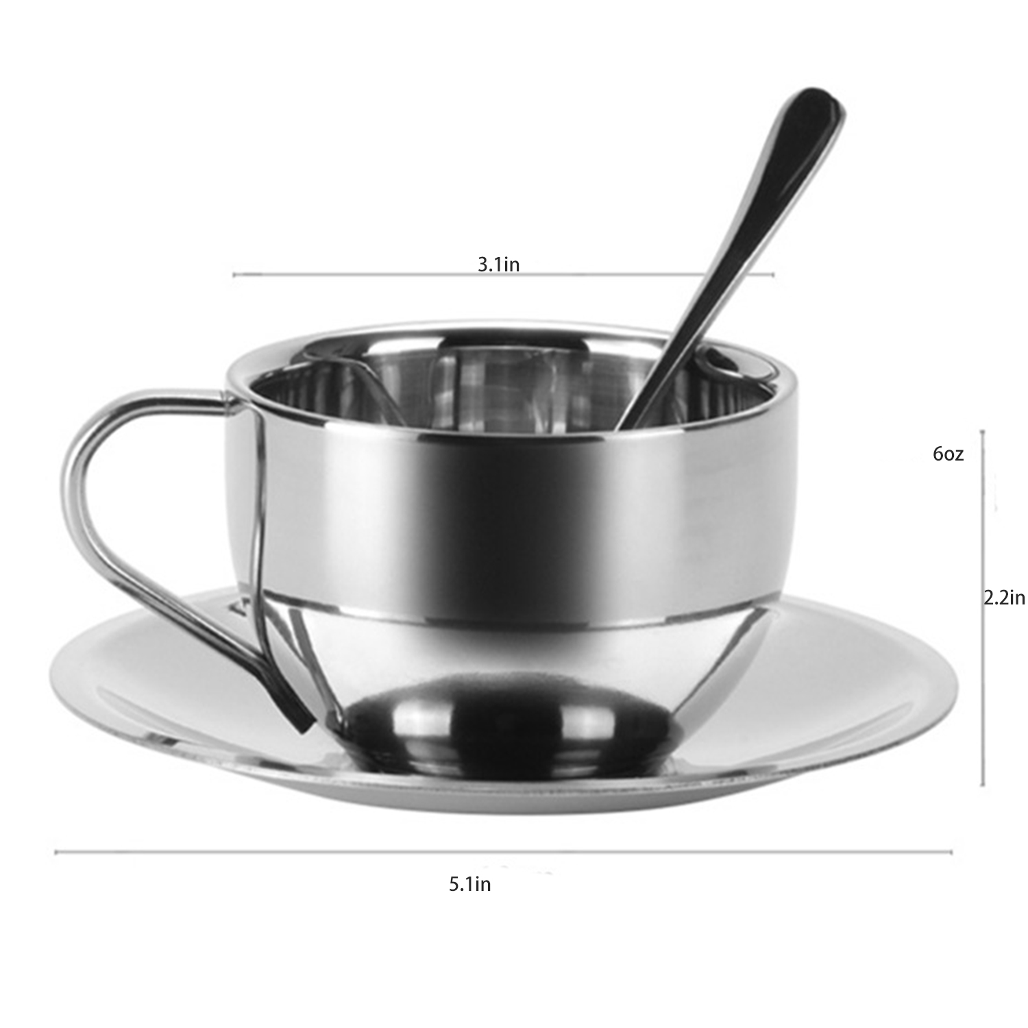 6oz Stainless Steel Coffee Cup Set 5