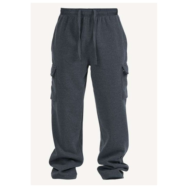 Men's Open Leg Fleece Cargo Sweatpants - Size S-XL Light Gray 2
