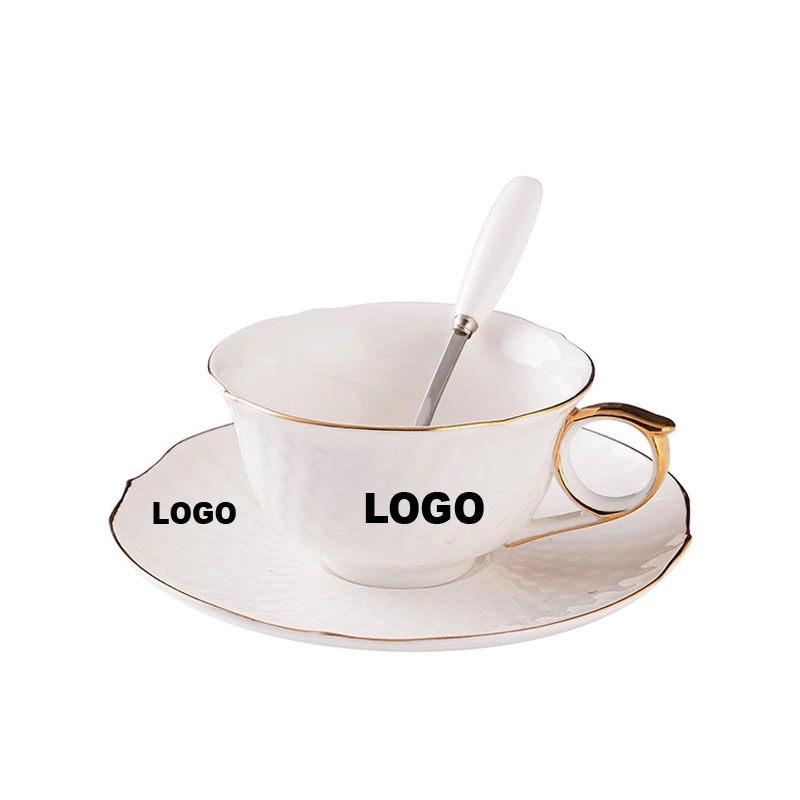 Custom 8 oz Coffee Cups with Gold Trim 5