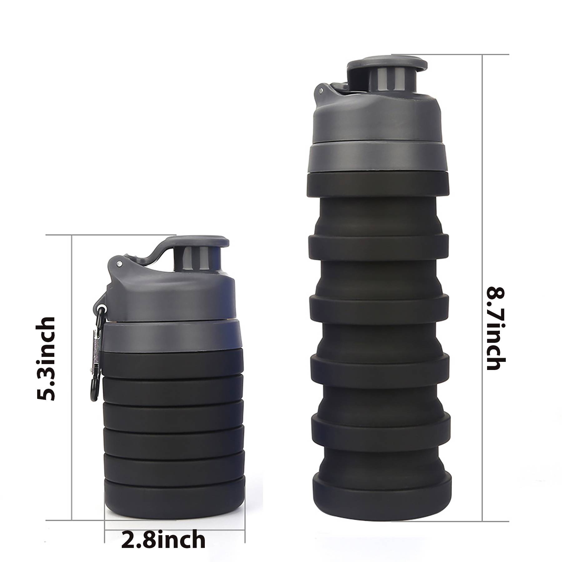 16.6 oz Silicone Foldable Water Bottles for Travel Camping 3