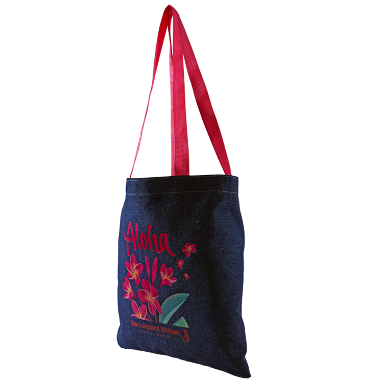 Flat Denim Tote, with Poly Handles & Nylon Liner, custom tote bag with logo imprint 3