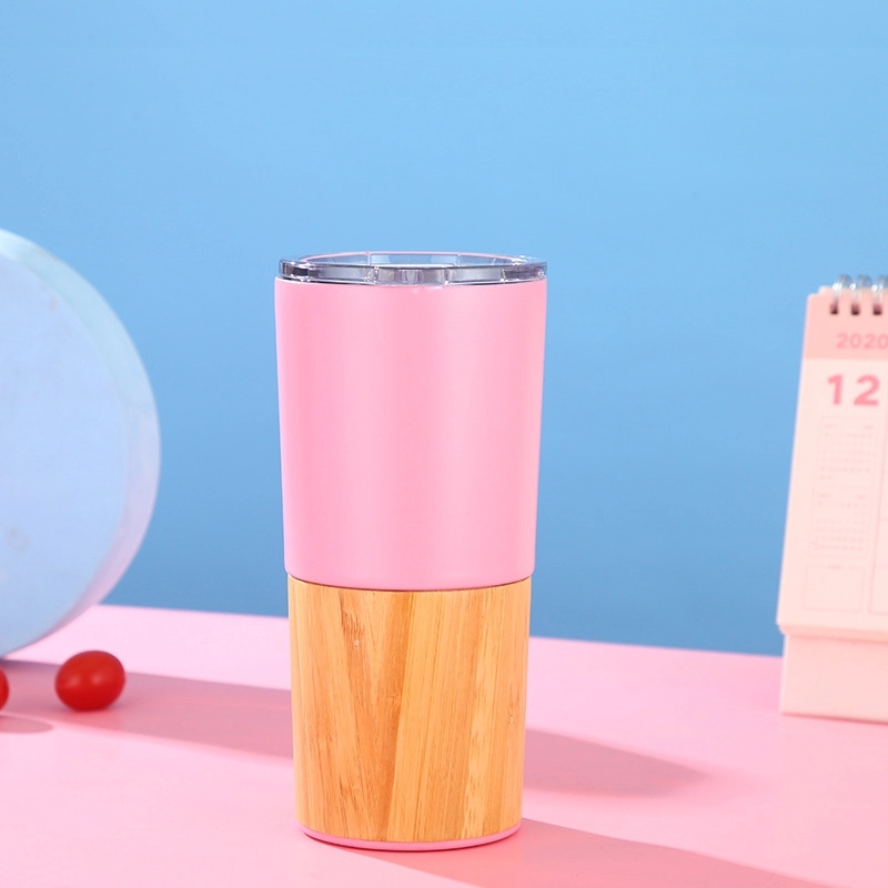 Custom 20 oz Insulated Bamboo Travel Tumbler With Lid 6