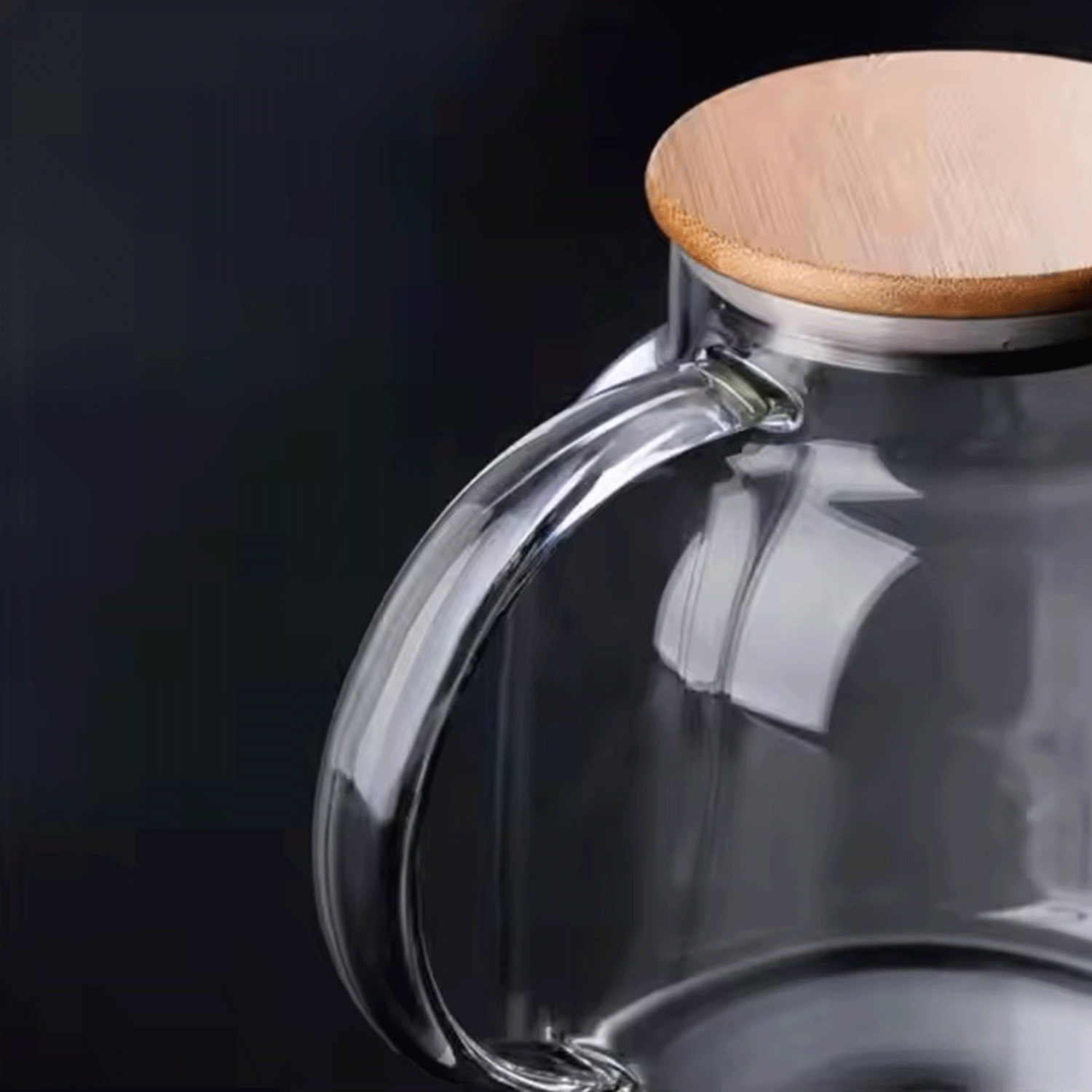Stovetop Safe Glass Teapot Kettle w/ Bamboo Lid 15