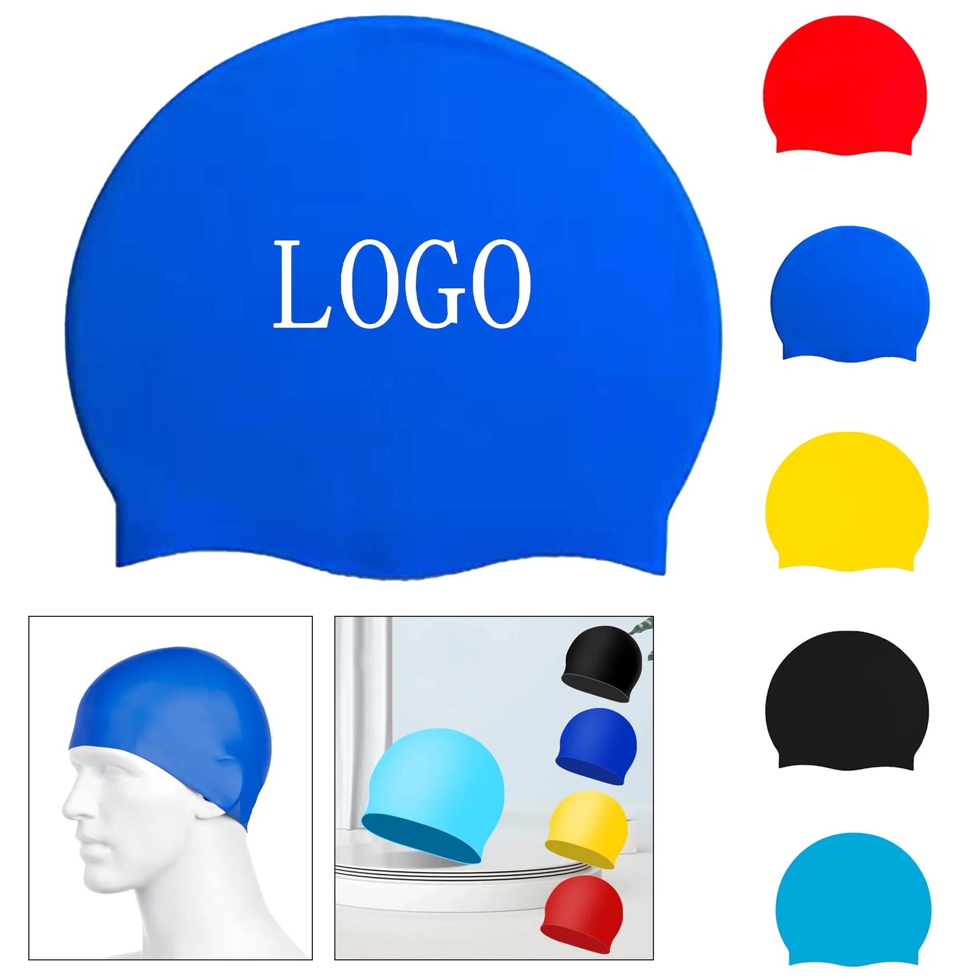 High Elastic Waterproof Silicone Swimming Cap 3