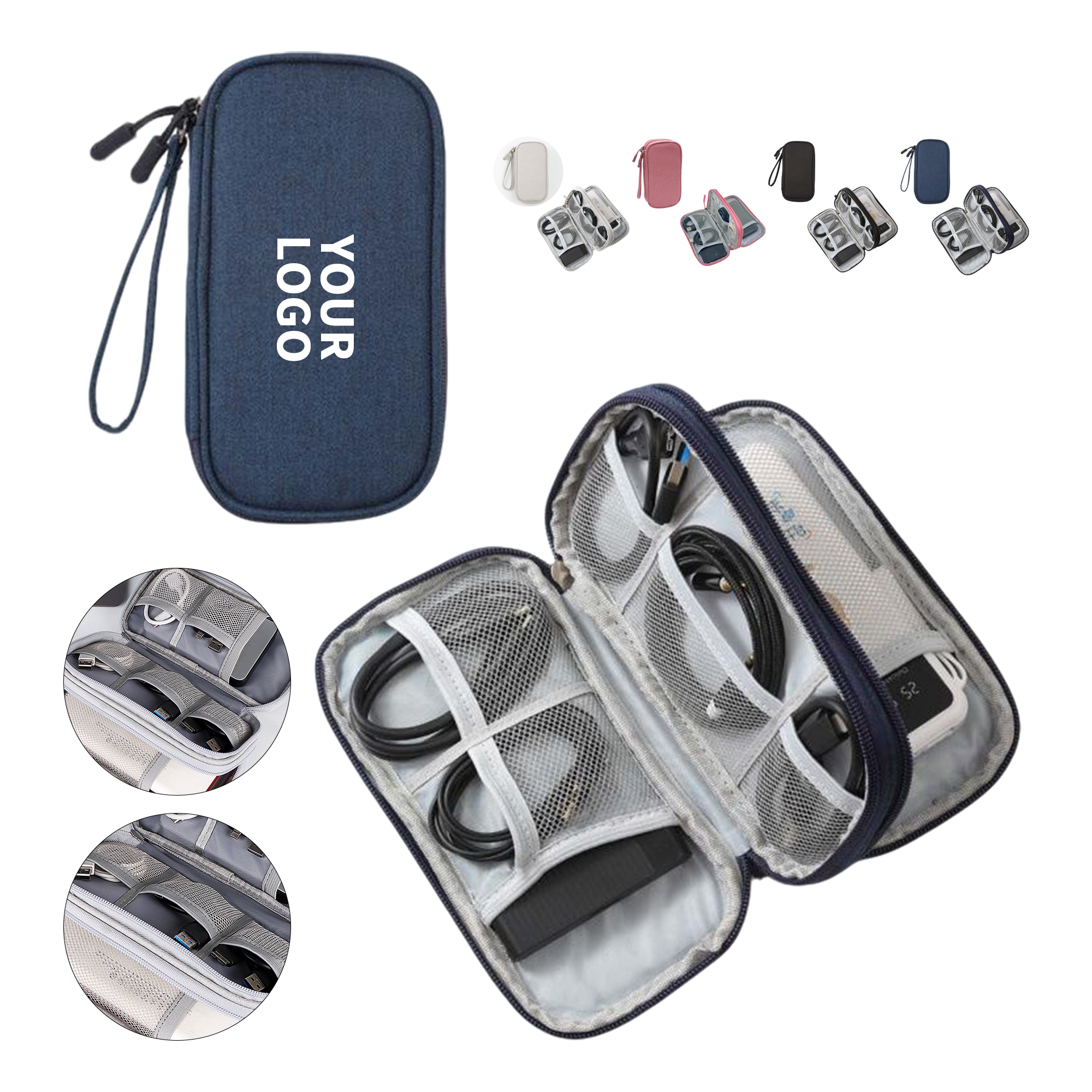 Waterproof Polyester Electronics Accessories Organizer Pouch 4