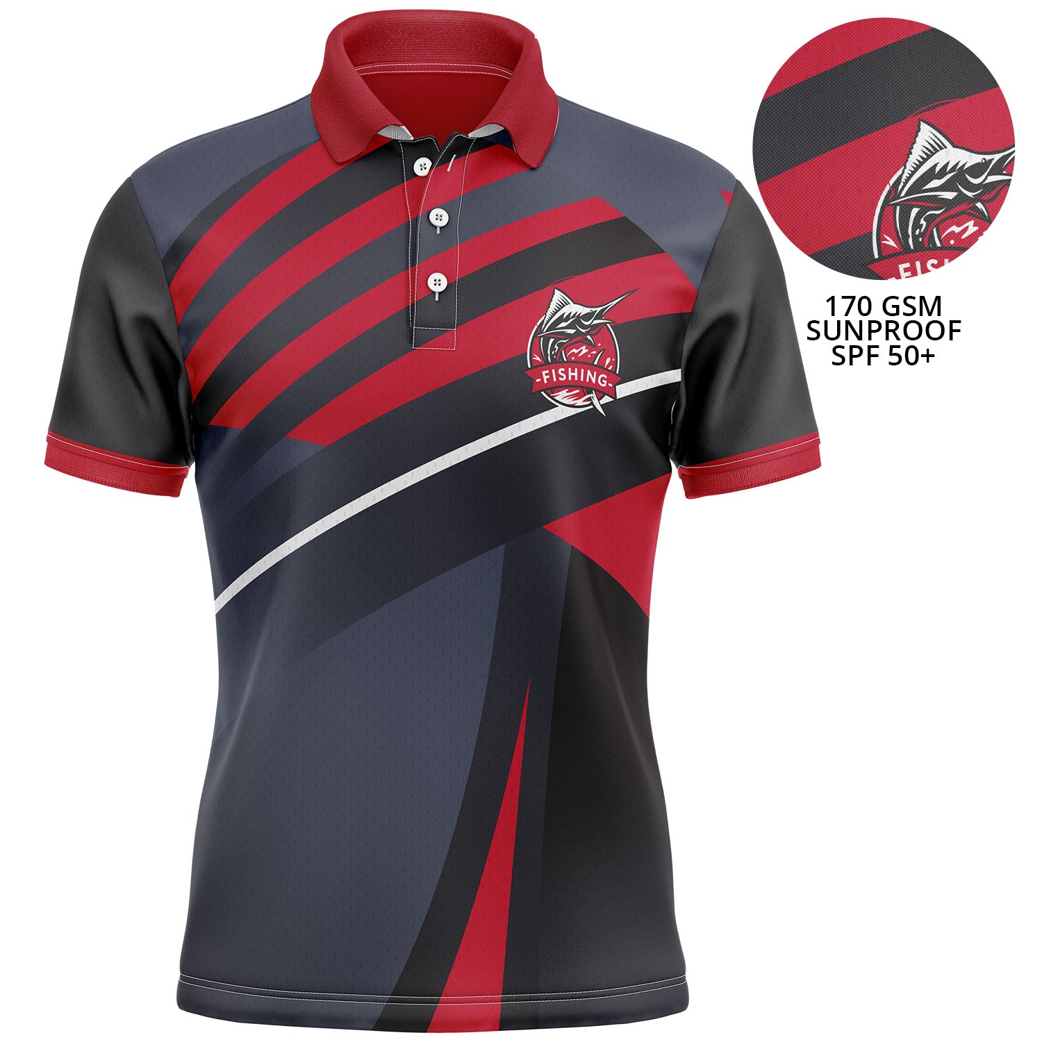 Unisex 170 GSM Sunproof SPF 50+ Breathable Fishing Polo Shirt 3