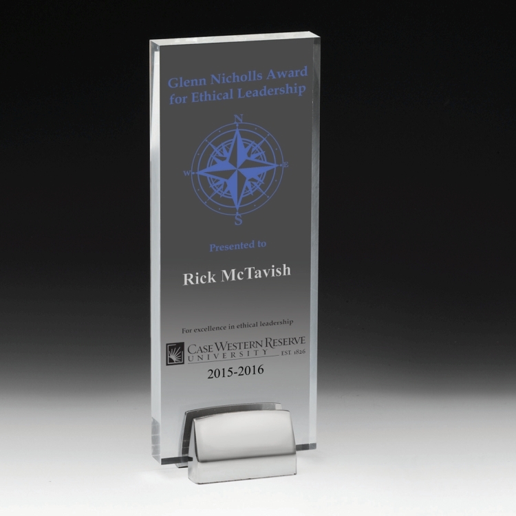 Rectangle Award w/ Chrome Base (3 1/2" x 9" x 3/4") - Screen Printed 2