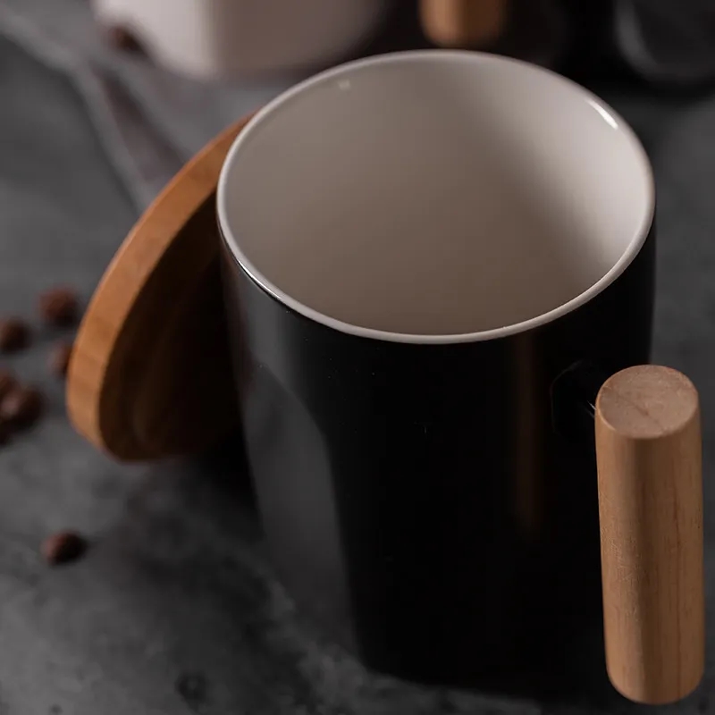 Ceramic coffee cup with wooden handle 8