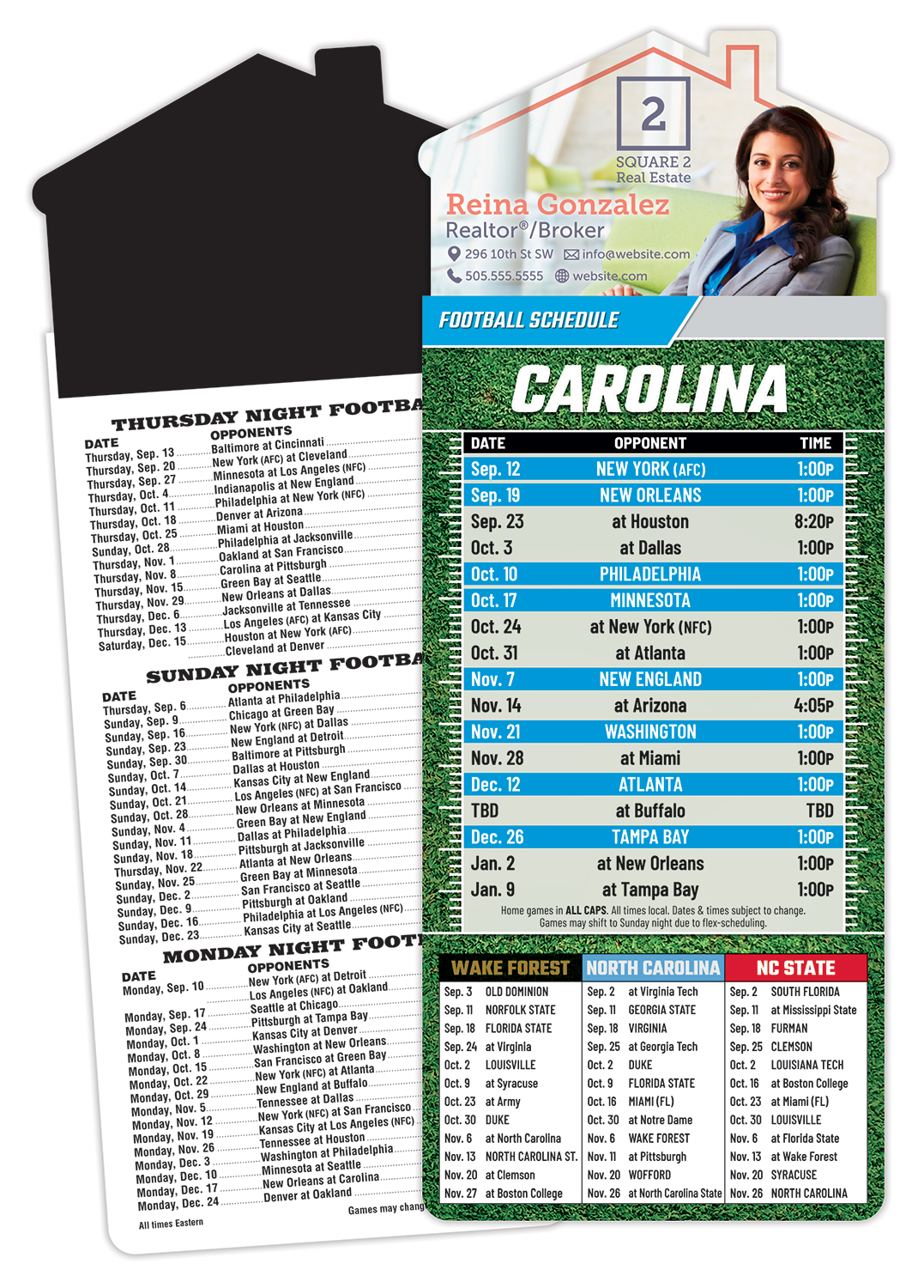 Magna-Card House Shape Magnet Football Schedules (3.5x9)