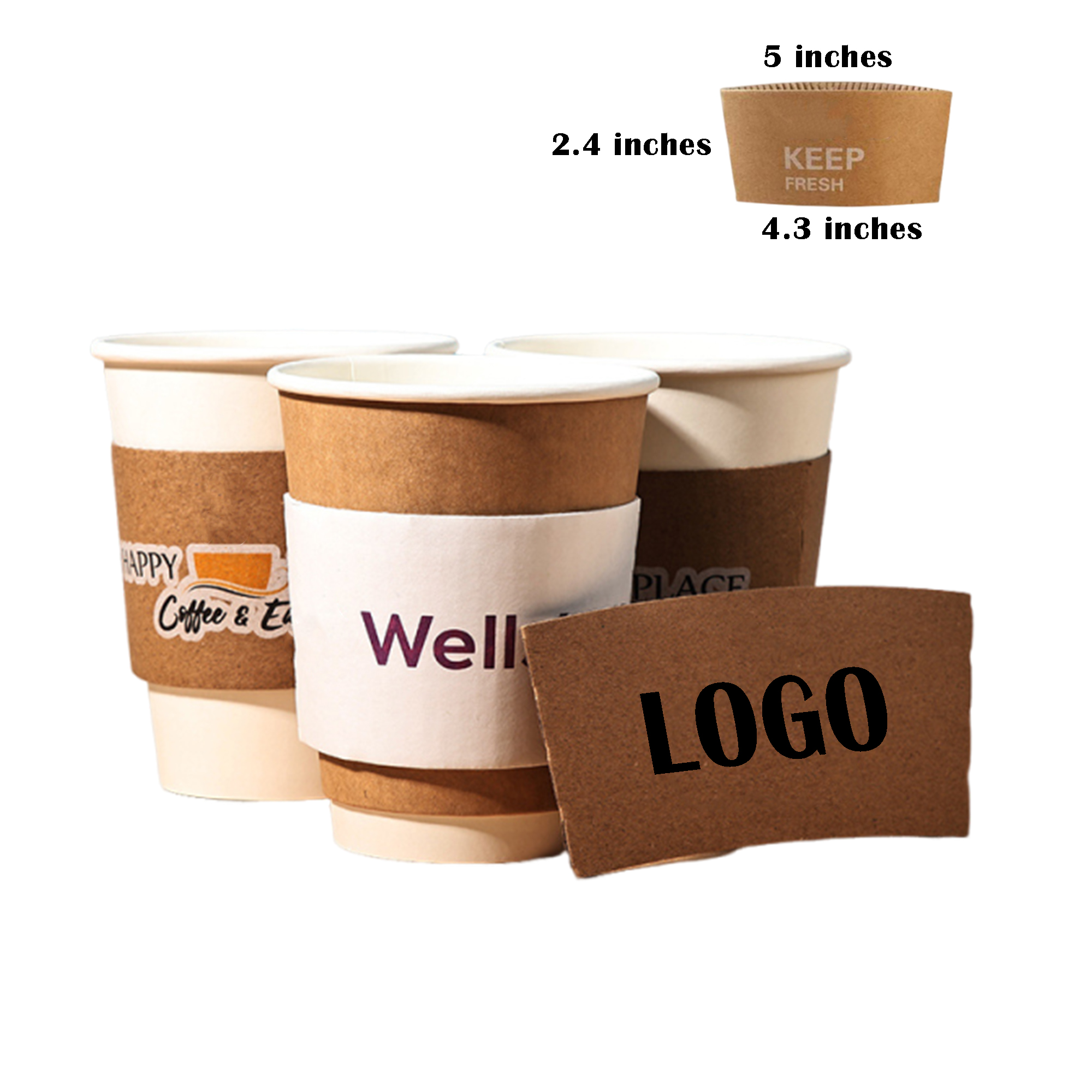 MOQ 500 Custom Kraft Paper Coffee Sleeve Wholesale 1