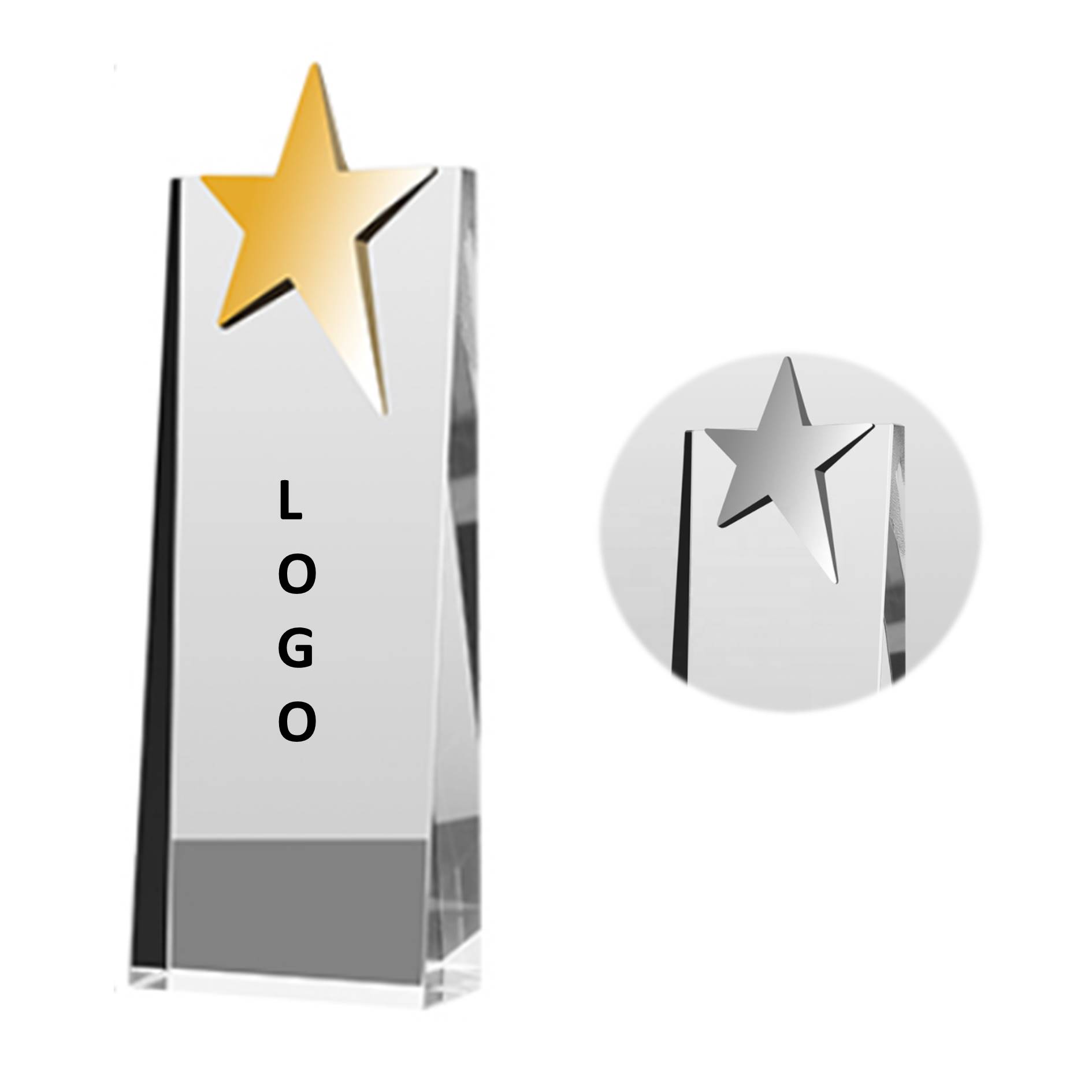 Creative Gold Plated Star Award Crystal Trophy 2
