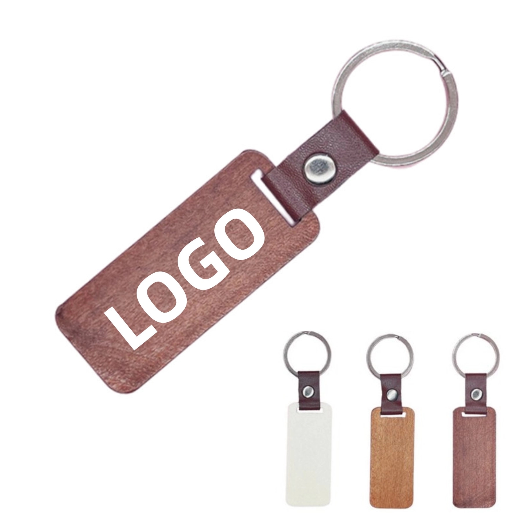 Wooden Key Tag with Leather Strap 2