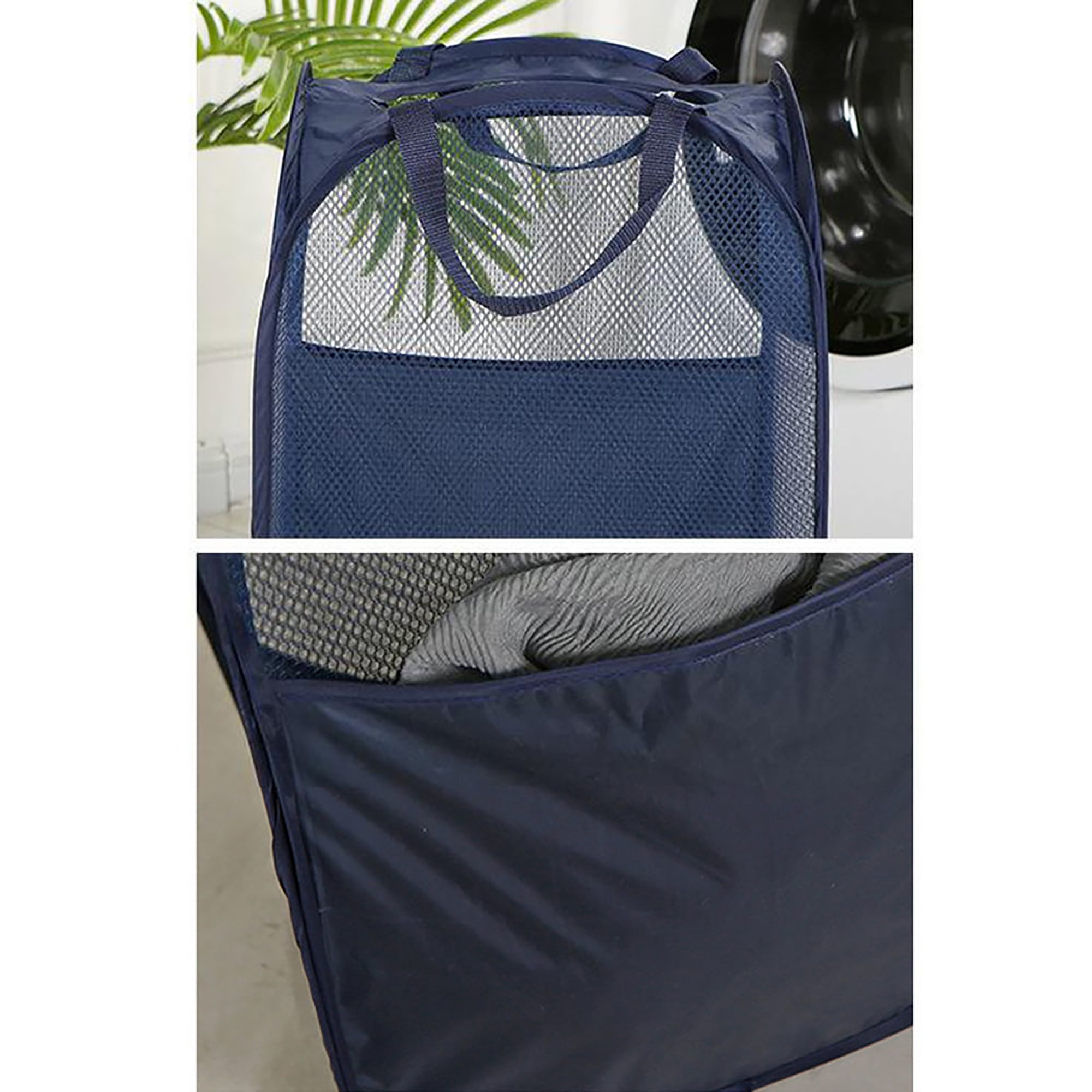 Foldable Polyester Mesh Laundry Basket with Steel Frame 1