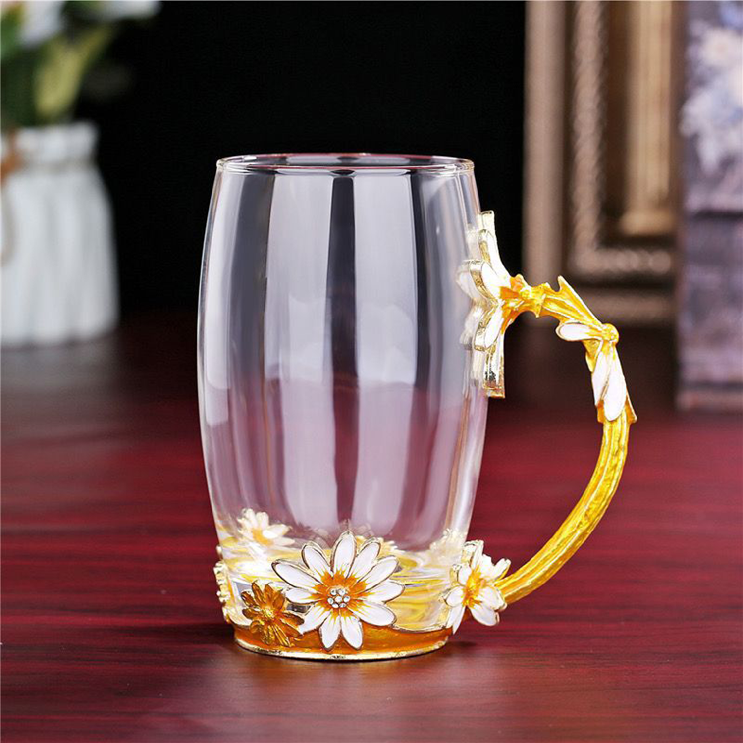 Enamel Colored Glass Mug with Spoon 4