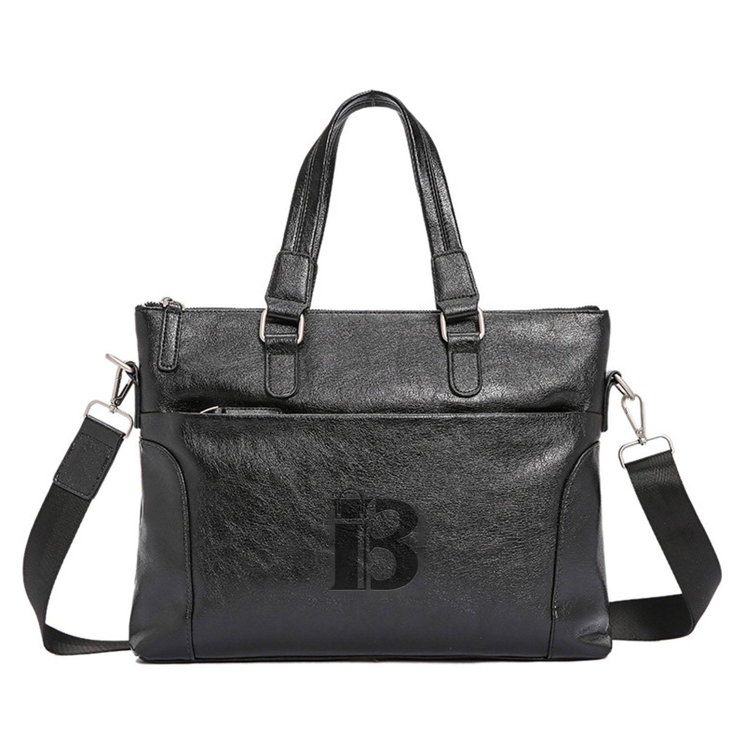 Large Capacity PU Leather Business Tote Bag Detachable Strap 2