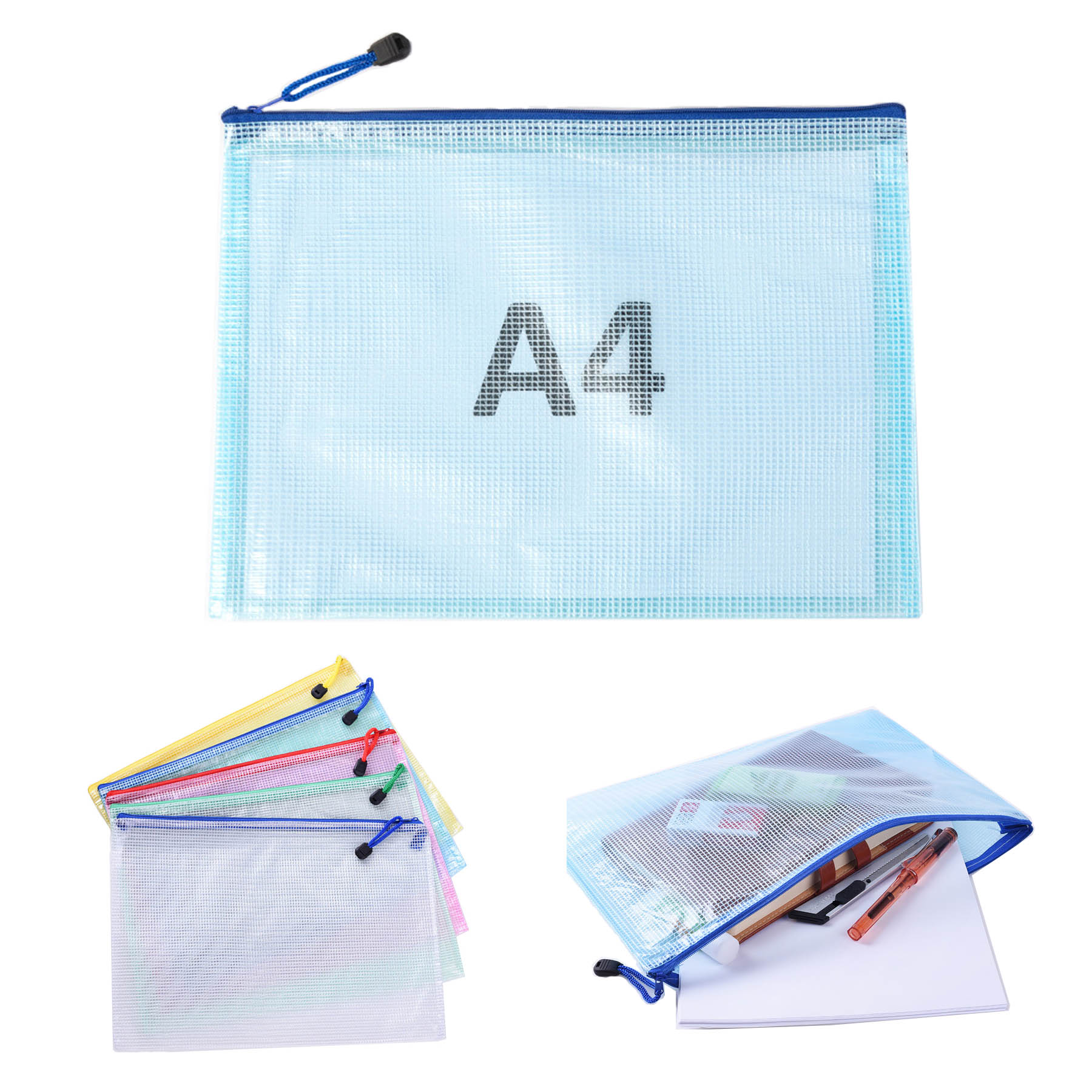 A4 Document ClearPVC Grid File Bag 2