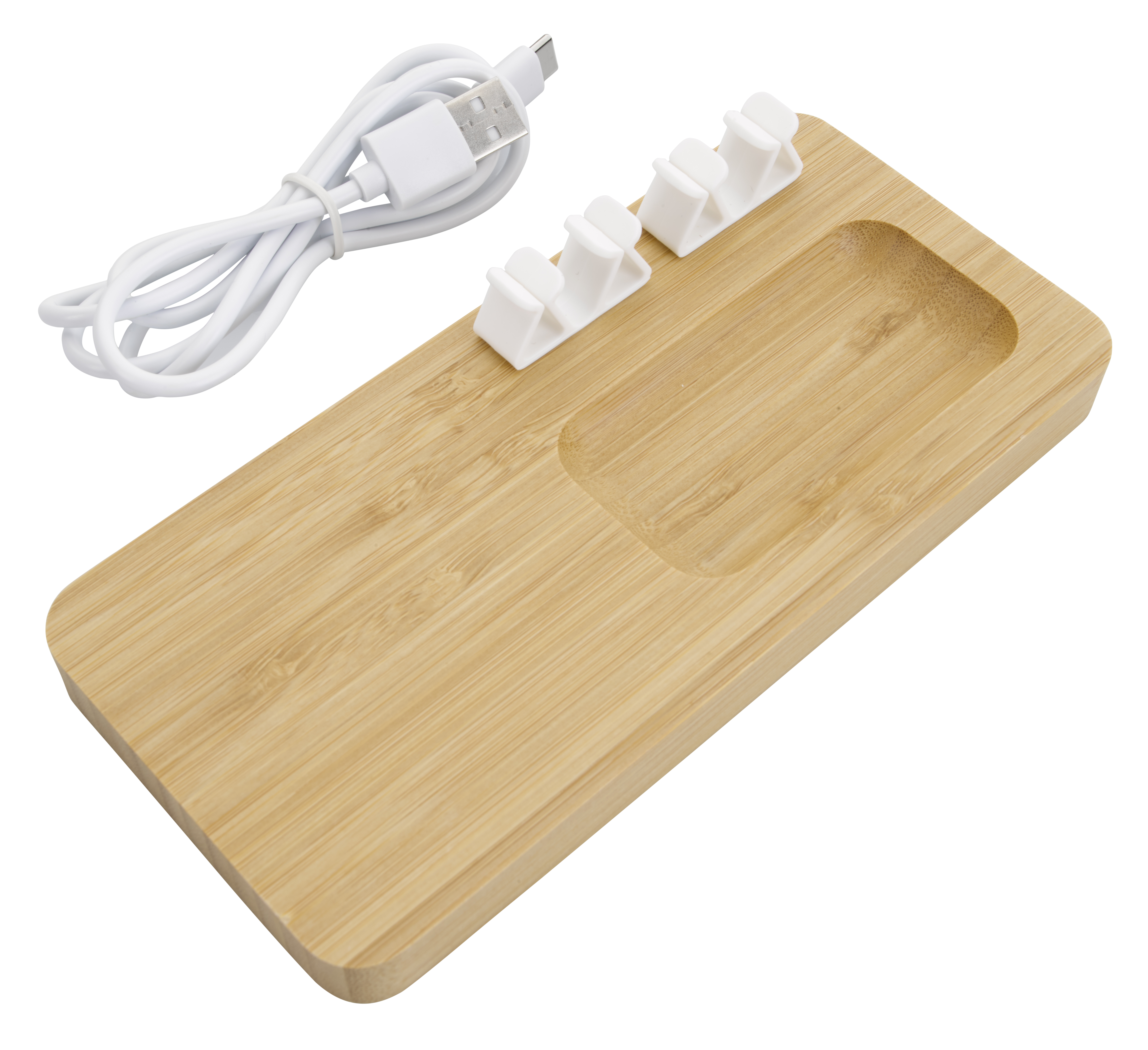 Bamboo 10W Wireless Charging Pad with Cable Organizer