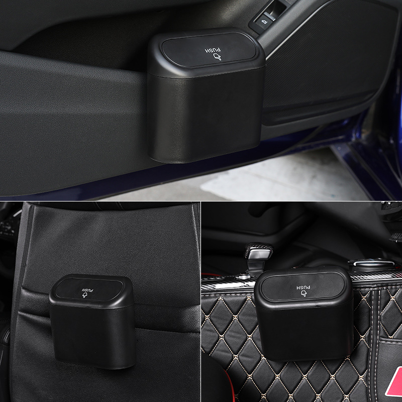 Mini Car Trash Can with Lid for Vehicle Home Office 2