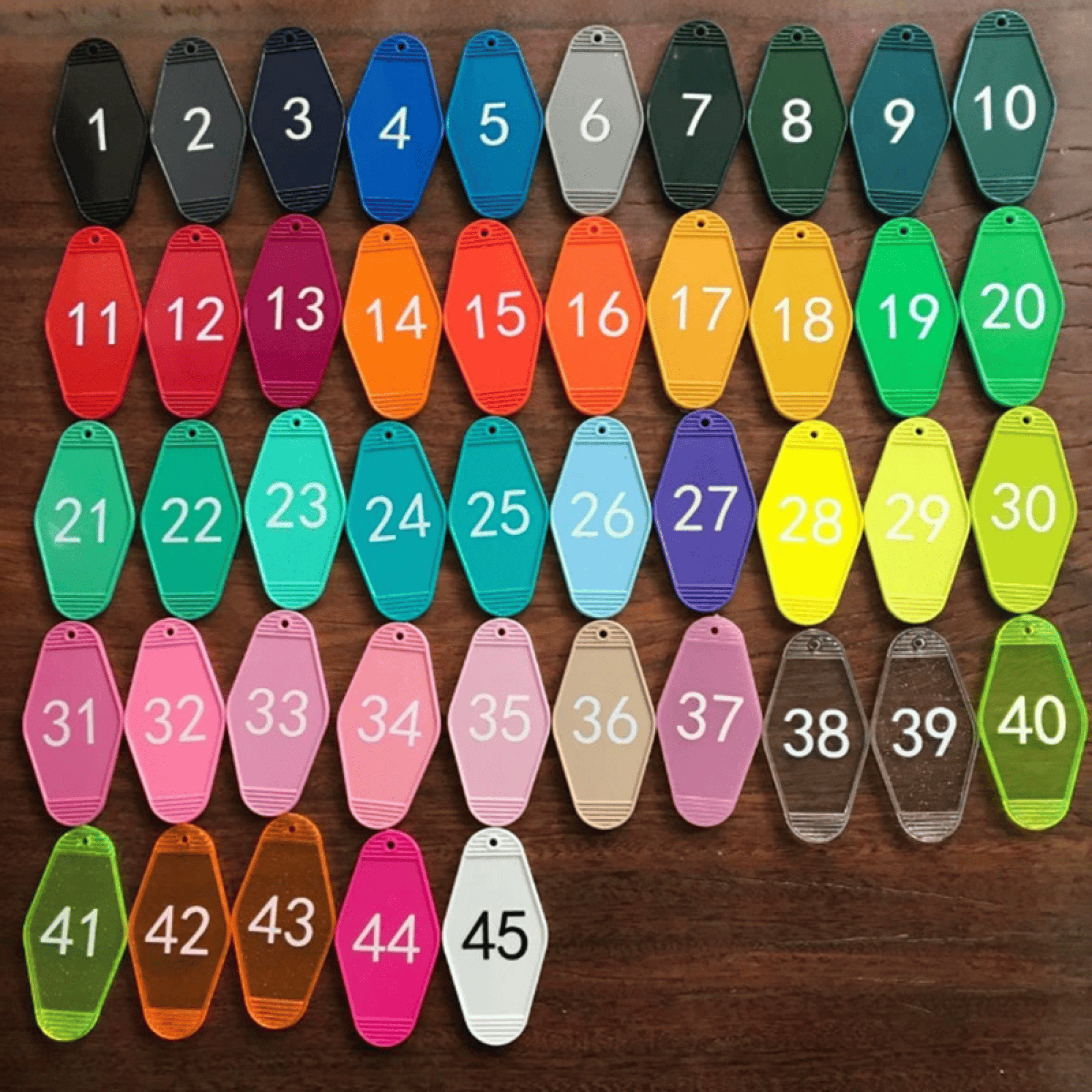 Personalized Acrylic Branded Hotel Motel Numbered Key Fob 1