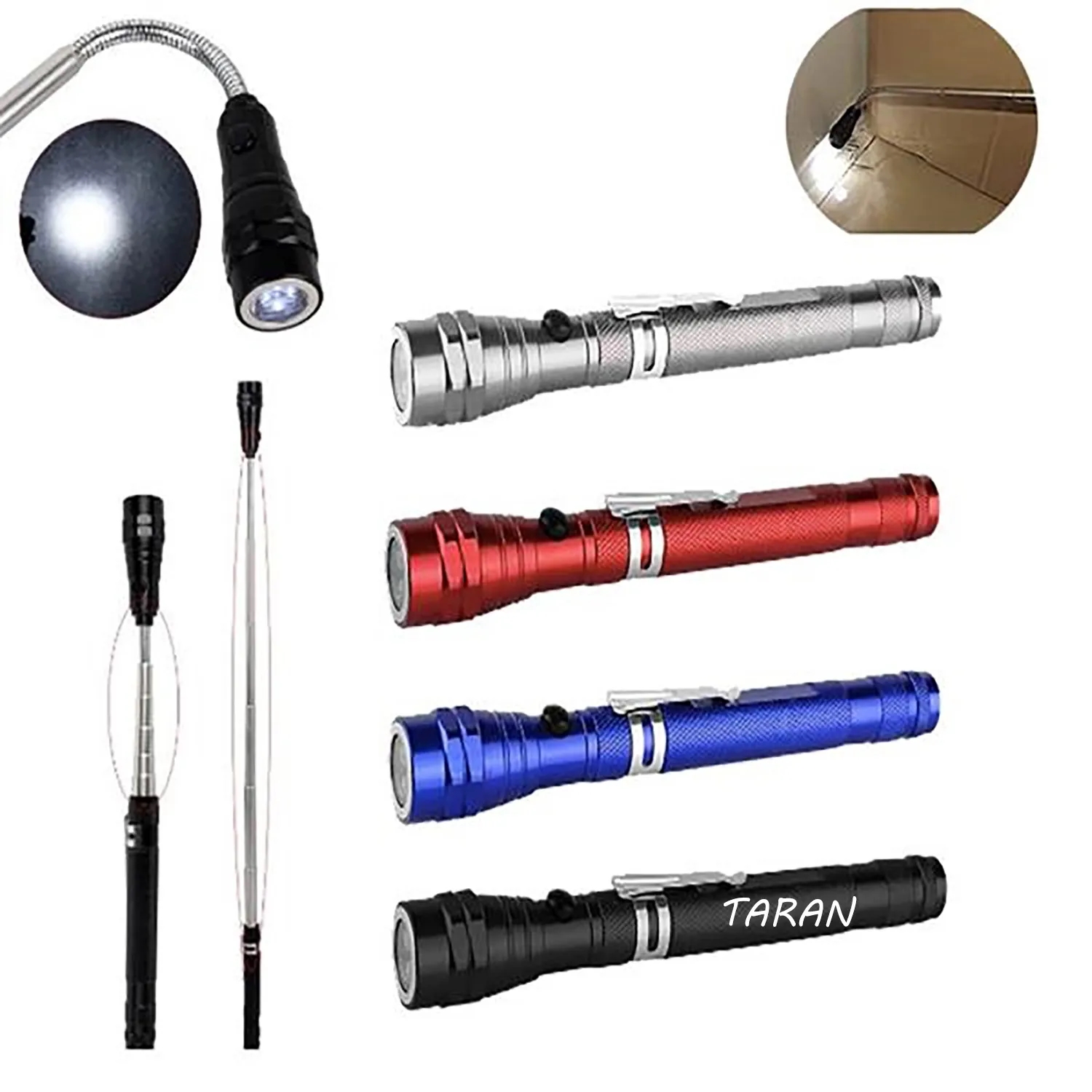 Portable LED Telescopic Extensible Flashlights With Magnetic Head & Tail 4