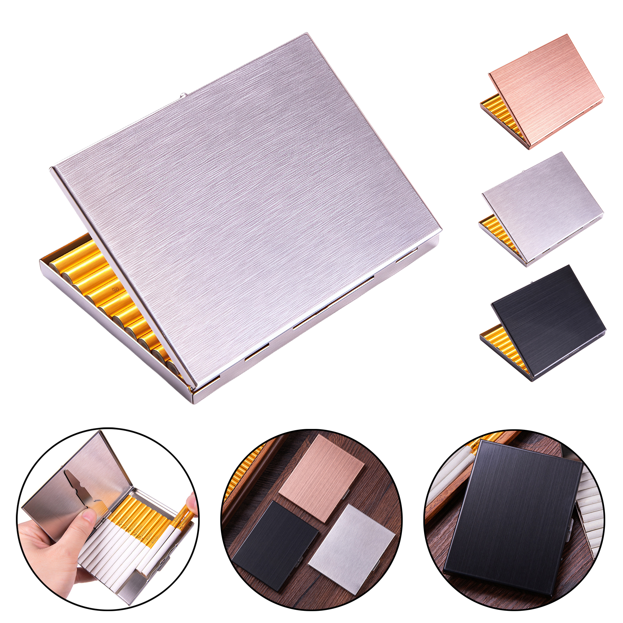 Premium Stainless Steel Slim Flip Top Cigarette Case - Moisture Proof 5