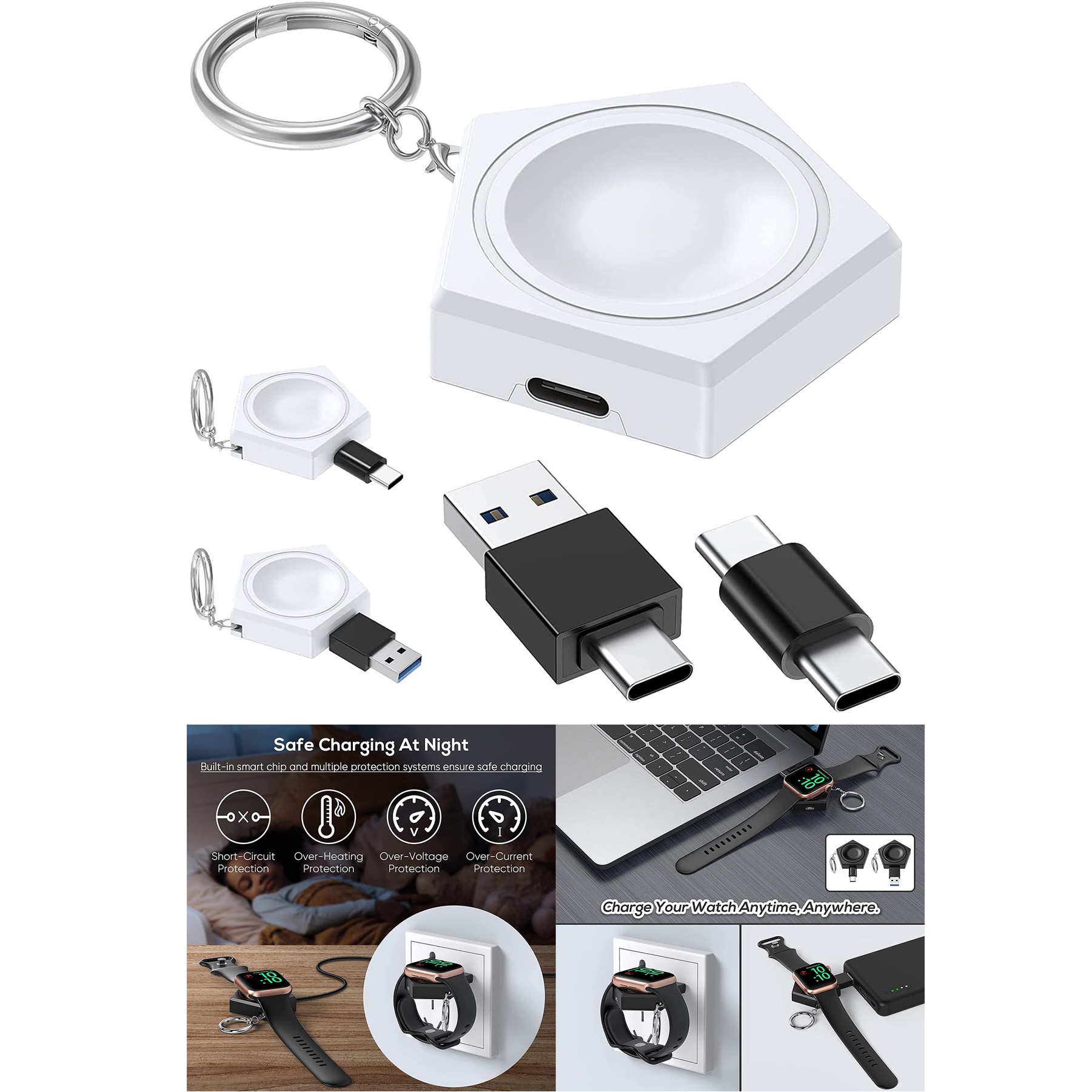 Portable Wireless Charger with USB C to C/A Adapter for Traveling 3