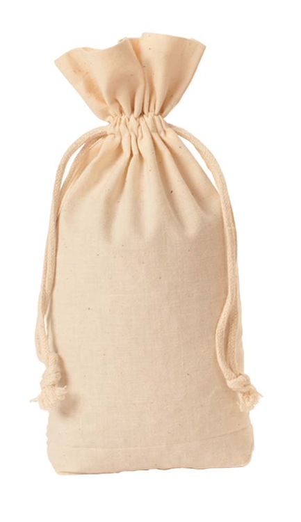 Weedy 100% Gusseted Natural Cotton Drawstring Bag 5.5x1.5x10"h 3