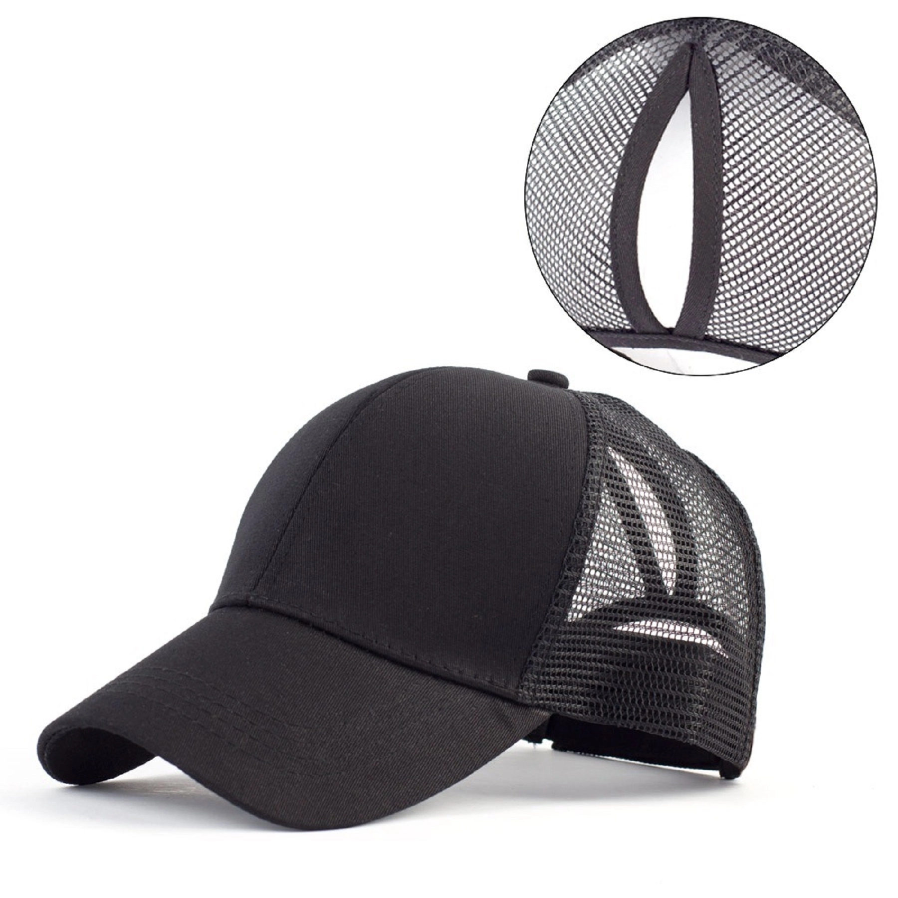 Cotton Horsetail Baseball Cap with Mesh 1