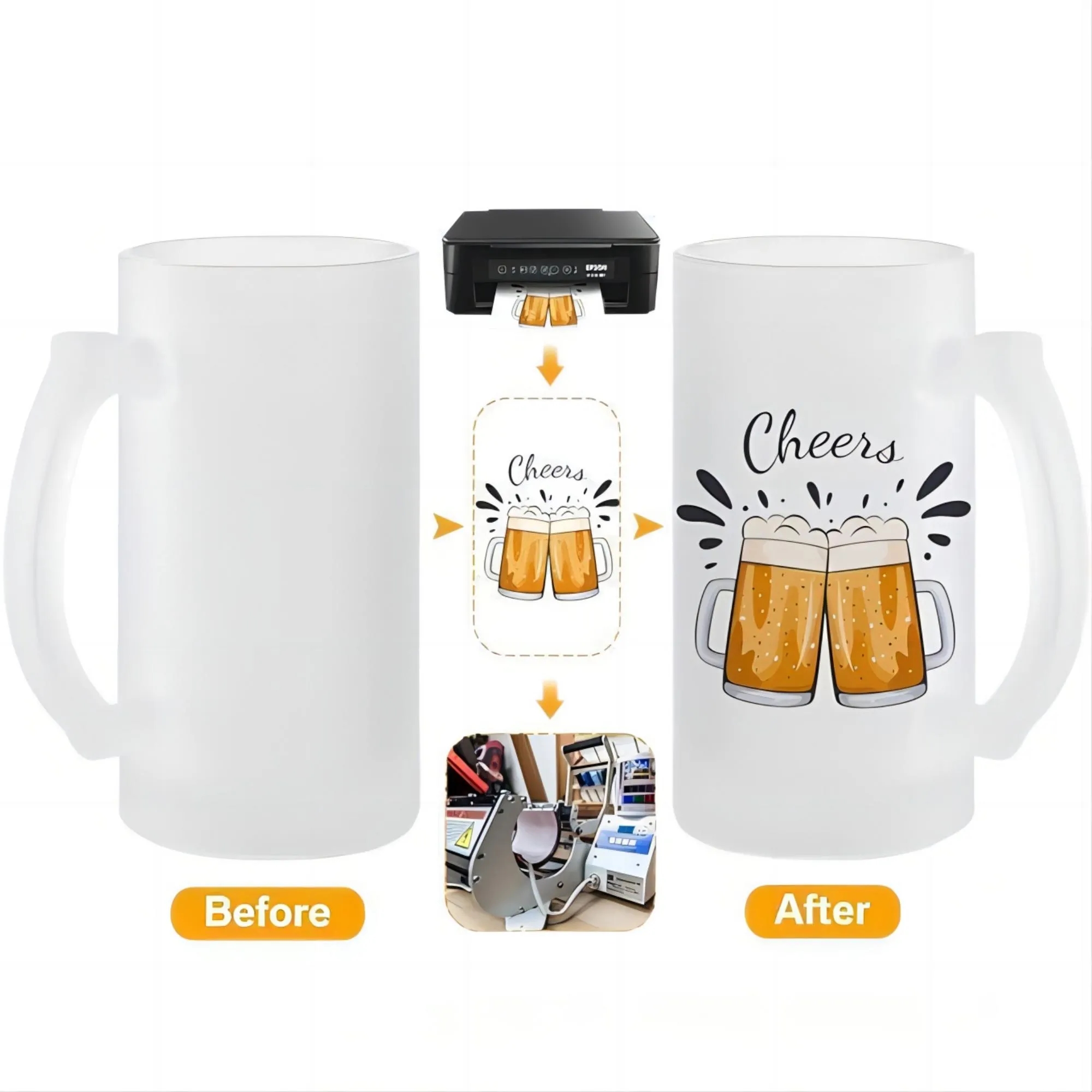 16OZ Large Capacity Frosted Glass Mug 2