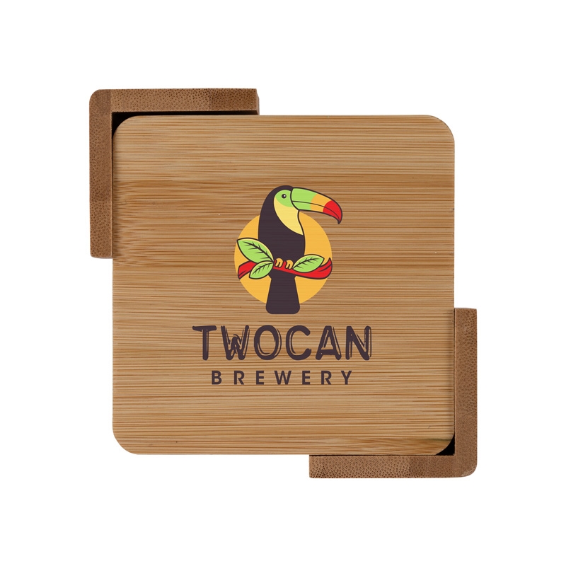 Brandon IV 4-Piece Bamboo Coaster Set 2