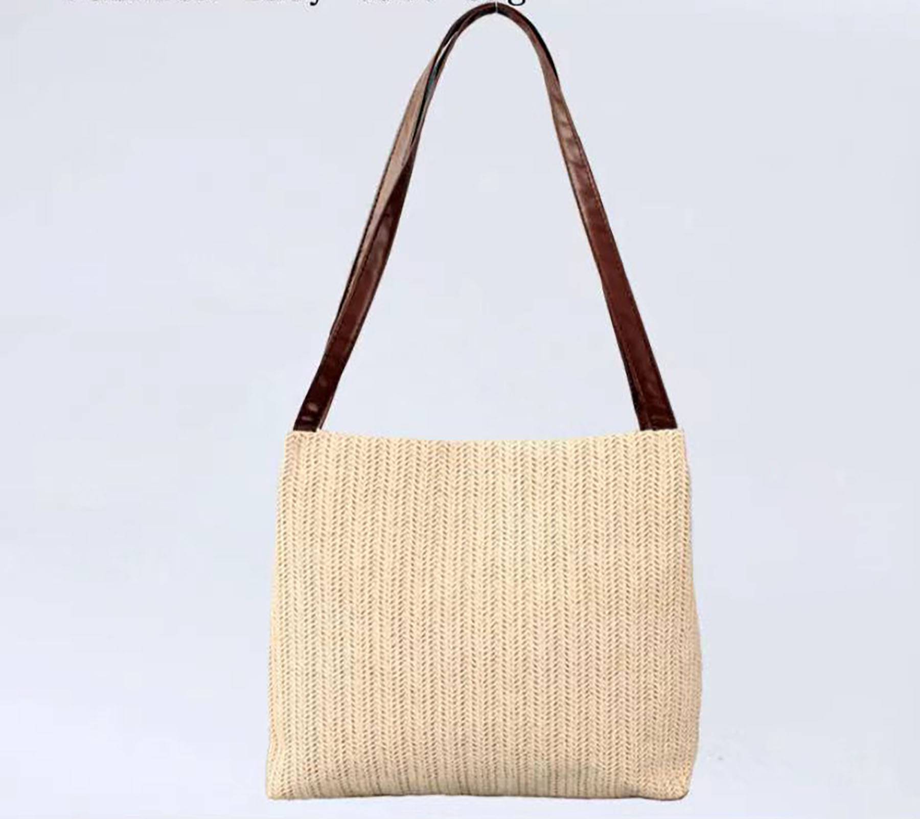 Straw Woven Beach Tote Bag, custom tote bag with logo imprint 4