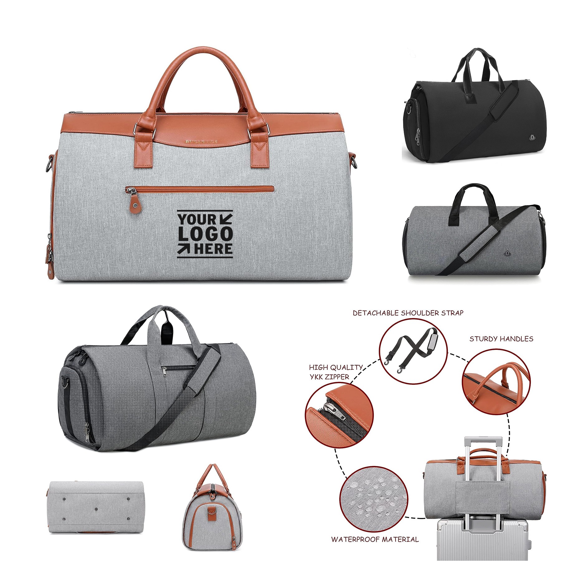 Men Womens Duffle Travel Garment Convertible Suit Shoe Compartment Large Capacity Weekender Bag 3