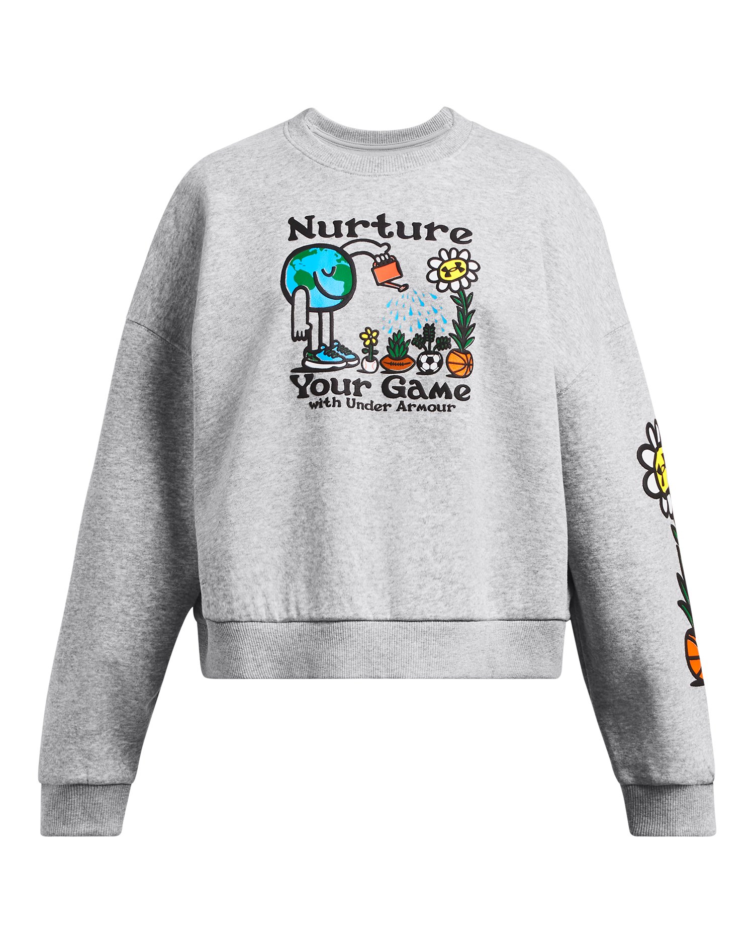 UA Rival Fleece Girls' Oversized Crew 1
