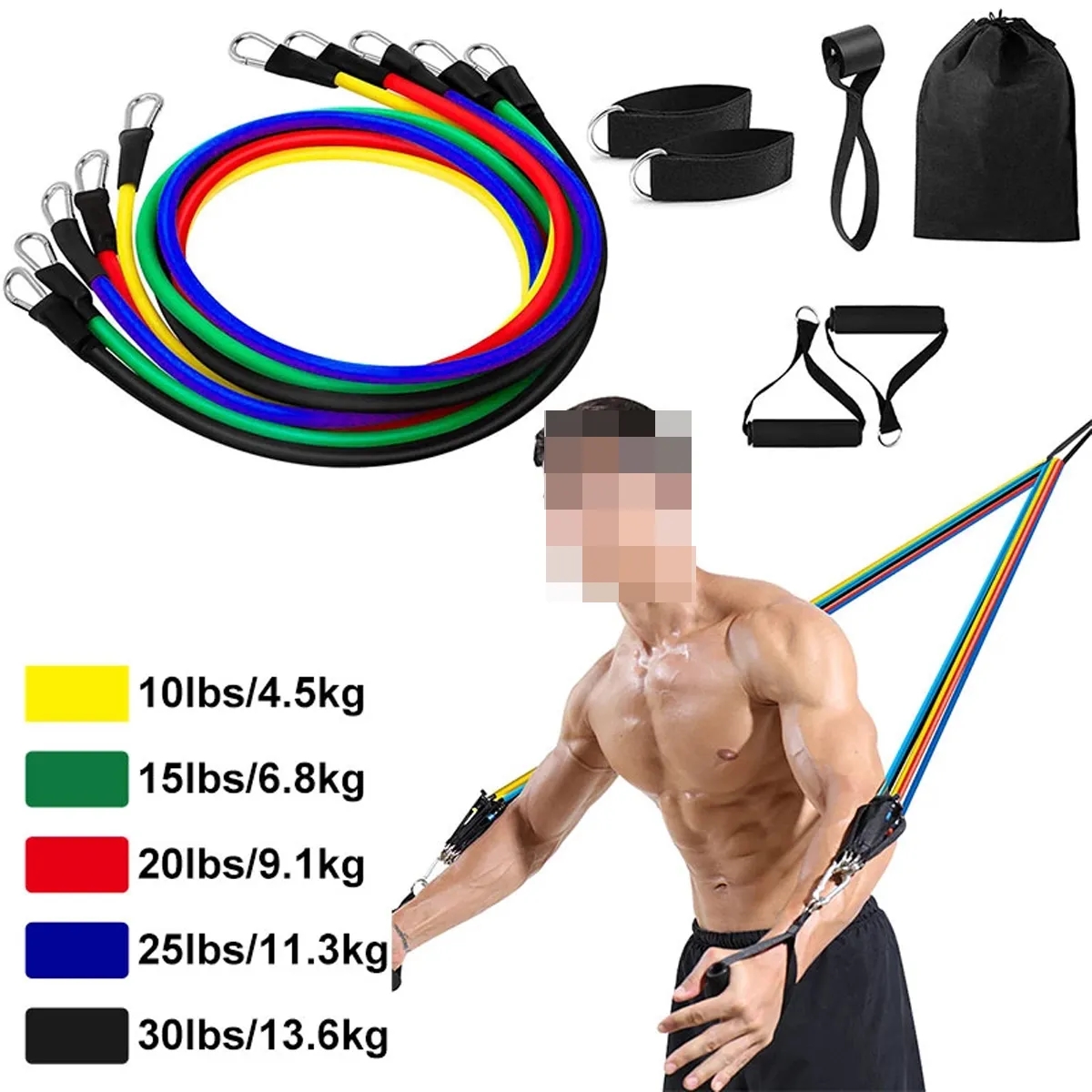 11Pcs/Set Latex Pull Rope Resistance Bands 3