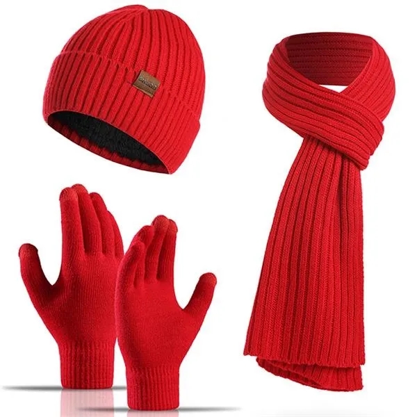 Winter Beanie Hat Scarf Touch Screen Gloves Set 6