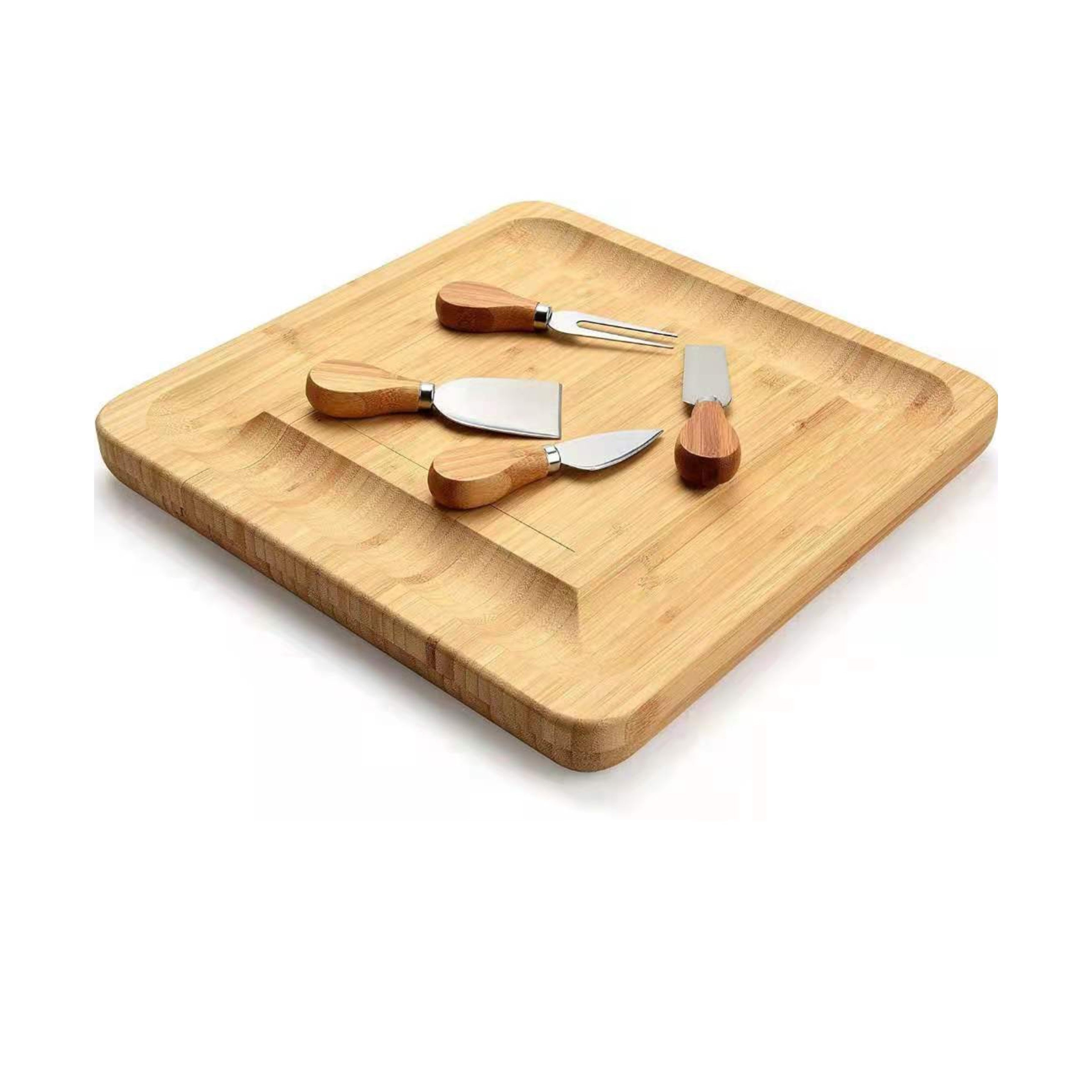 Square Bamboo Cheese Board Knife Set - OCEAN 3
