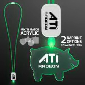 LED Neon Lanyard with Acrylic Pig Pendant 7
