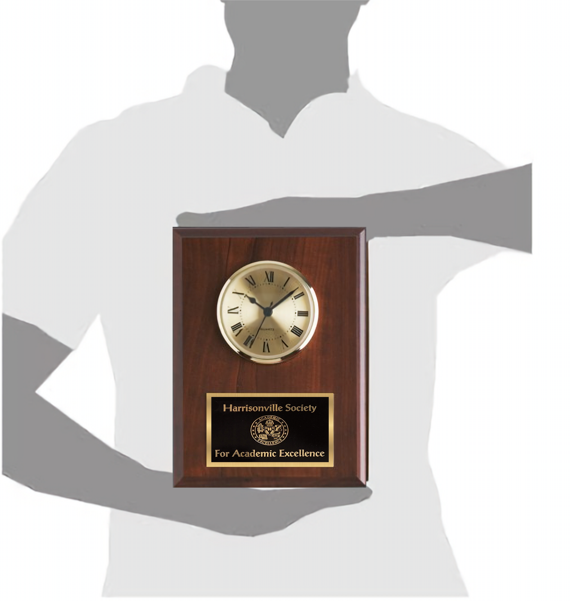 Cherry Solid Wood Plaque W/ Clock 8