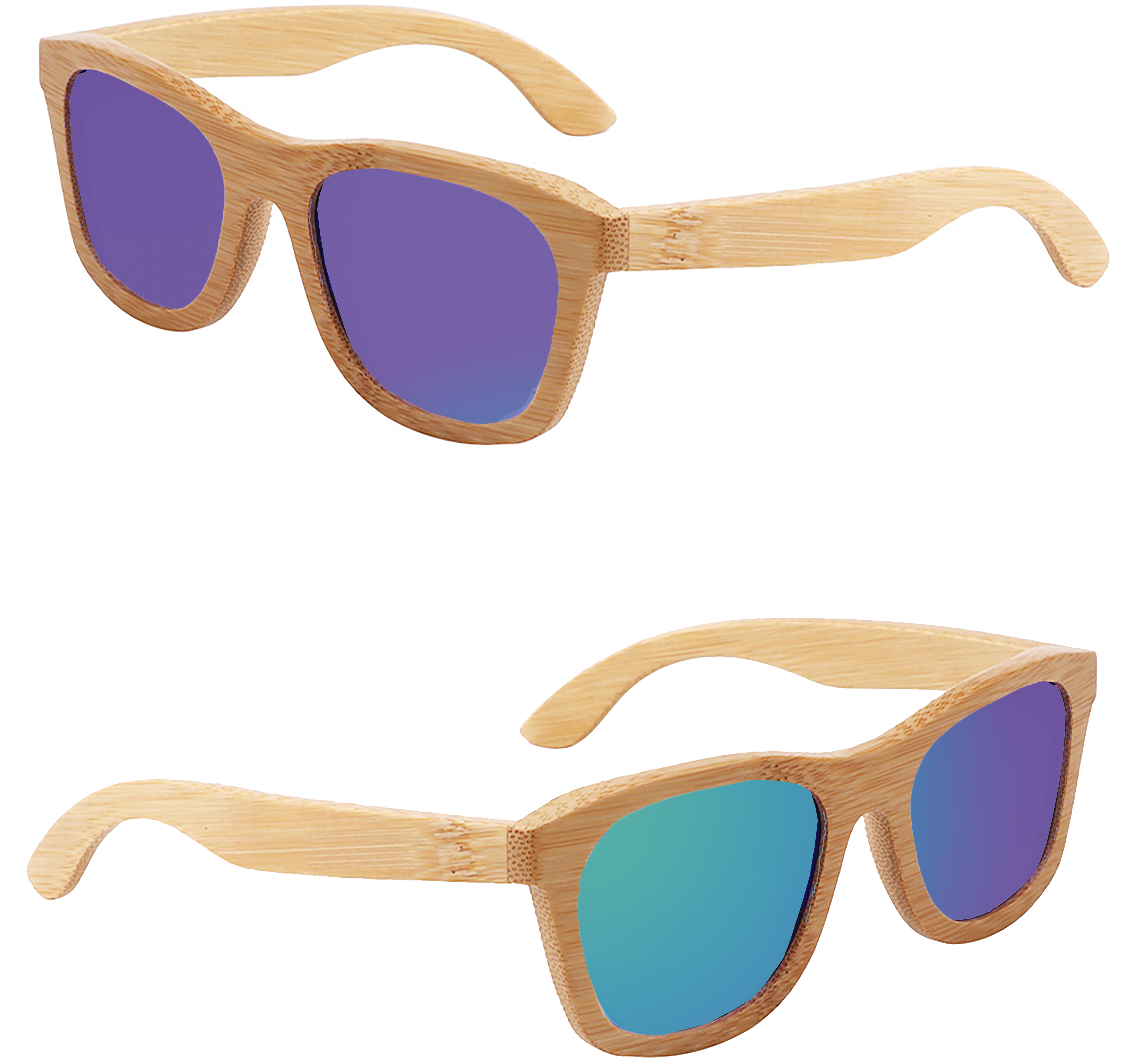 Bamboo Mirrored Lenses Promotional Sunglasses w/ Temple Imprint 18